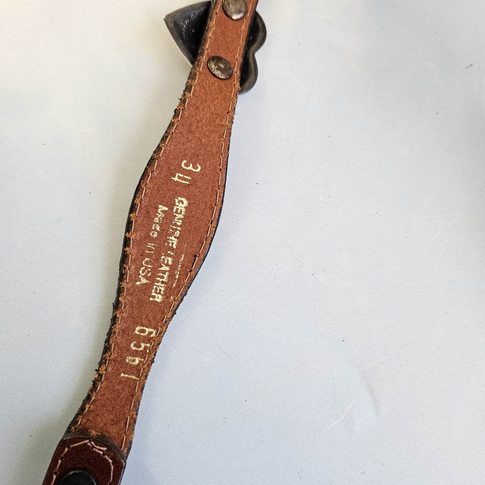 American Vintage Brown Leather Belt with Silver Accents - Picture 11 of 16
